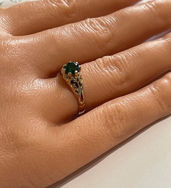 Created Emerald Ring - 14k Yellow Gold Green .84 … - image 6