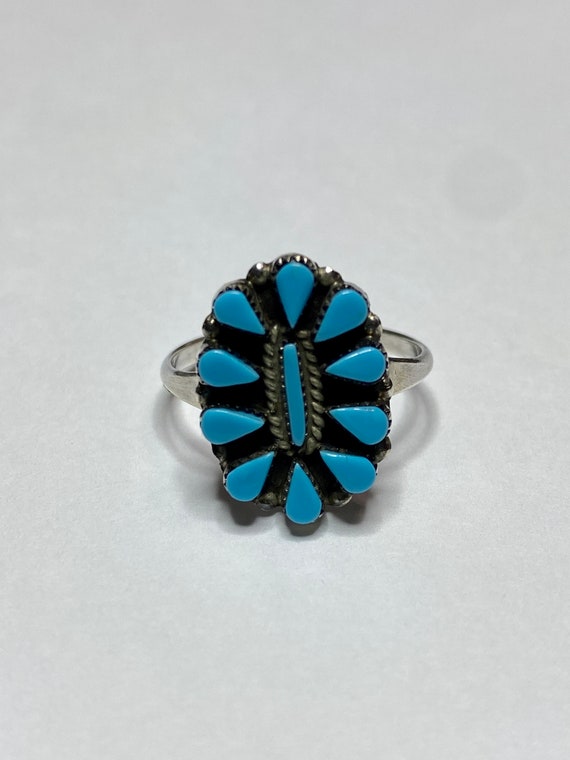 Early 1900s Vintage Native American Zuni Blue Gem Turquoise Needlepoint Sterling Silver Earrings Early 1900s Vintage Native American Zuni Blue Gem Turquoise Needlepoint Sterling Silver Earrings