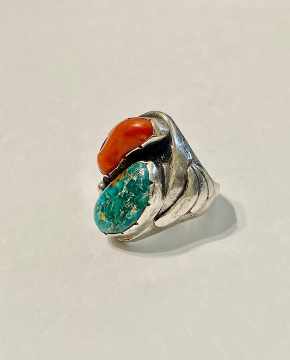 Vintage 900 Silver turquoise ring ,Southwest ring… - image 8