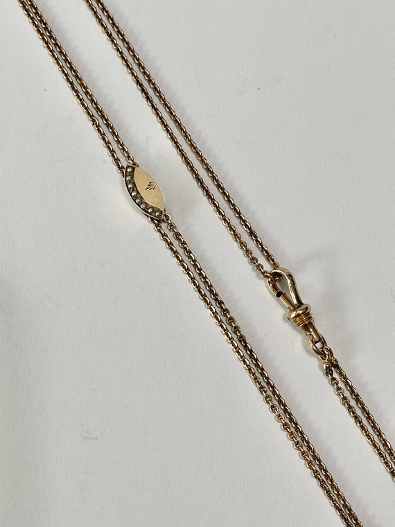 Antique Lorgnette Chain - Edwardian Gold Filled /… - image 7