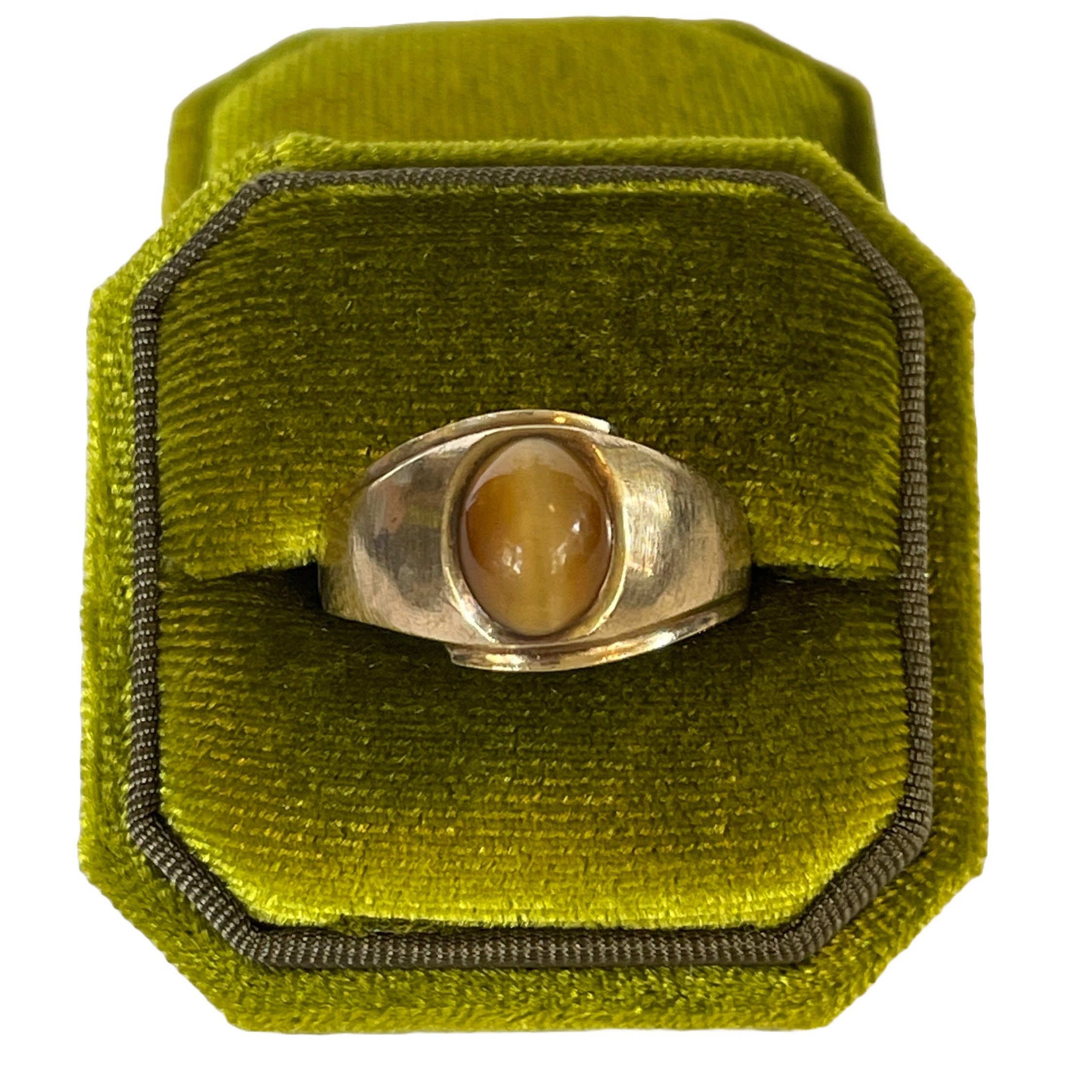 Tigers Eye Ring - Vintage Mid Century 10k Yellow Gold
