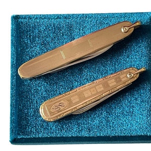 Gold paper knife with diamond, emerald and rubis - Ref.80517