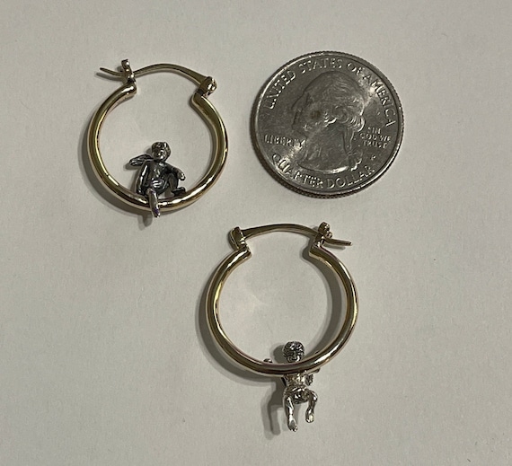 Angel Cherub Hoop Earrings: 10k Gold & Sterling Silver/all Sterling Silver  - Etsy