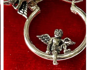 Angel Cherub Hoop Earrings: Sterling Silver, Patented Design