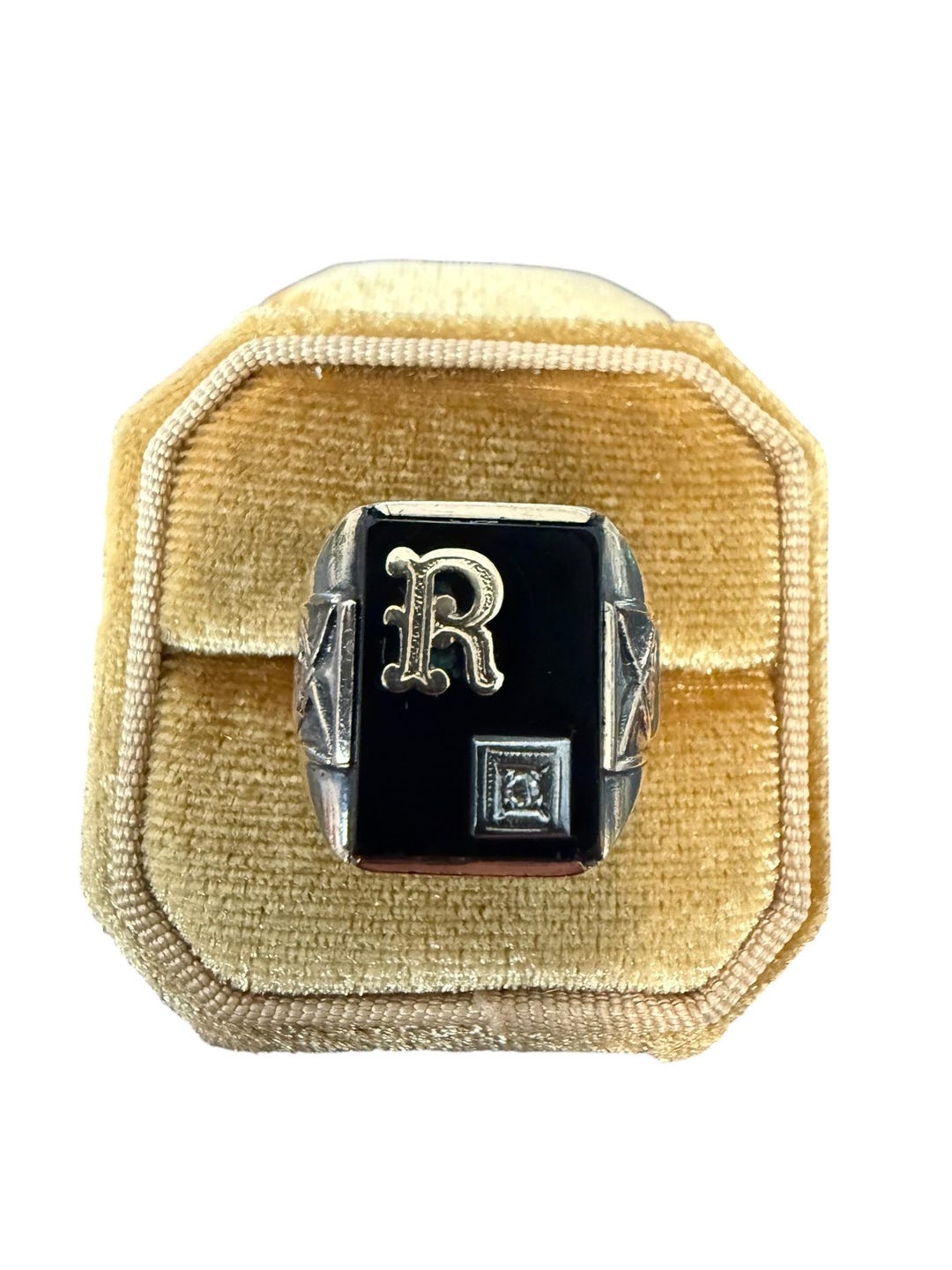 Signet Ring Letter R Edwardian Era -antique 10k Yellow Gold - Old English Initial “R” Signet ...