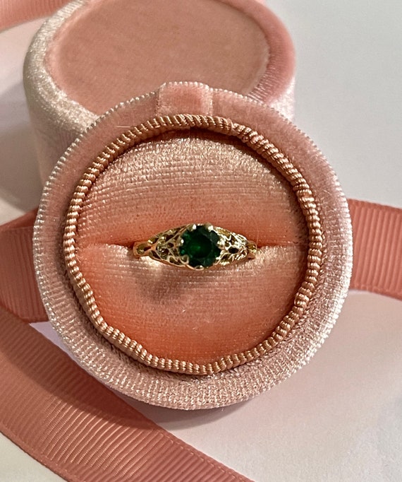 Created Emerald Ring - 14k Yellow Gold Green .84 … - image 2