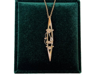 Edwardian 9k Gold Rocailles Anhänger - Floral Antique Schmuck
