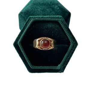 Edwardian Carnelian Ring: 14k Rose Gold Cabochon, Size 6 1/2