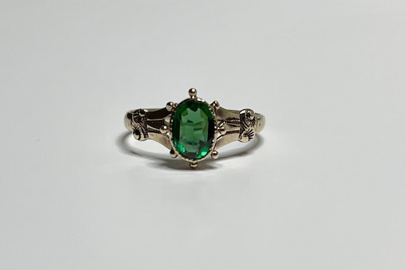 Created Green Tourmaline - 10K Victorian Era Rose… - image 1