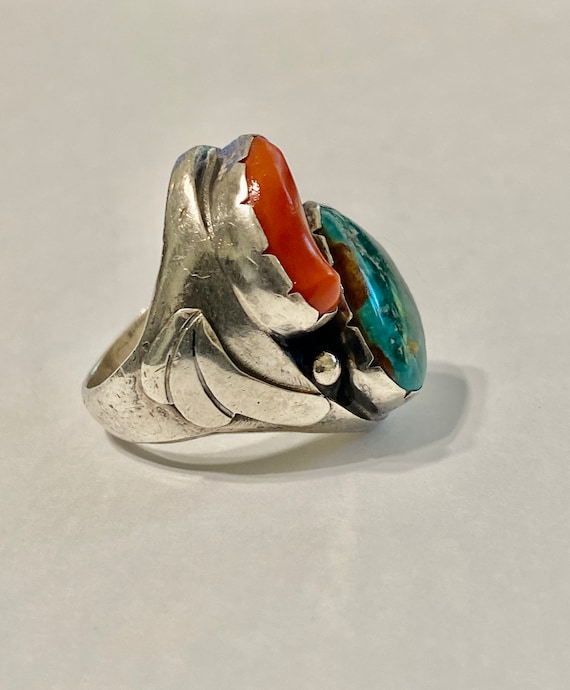 Vintage 900 Silver turquoise ring ,Southwest ring… - image 4