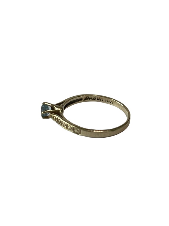 Aquamarine Ring Vintage Dason 10k Yellow Gold Round .25 CT