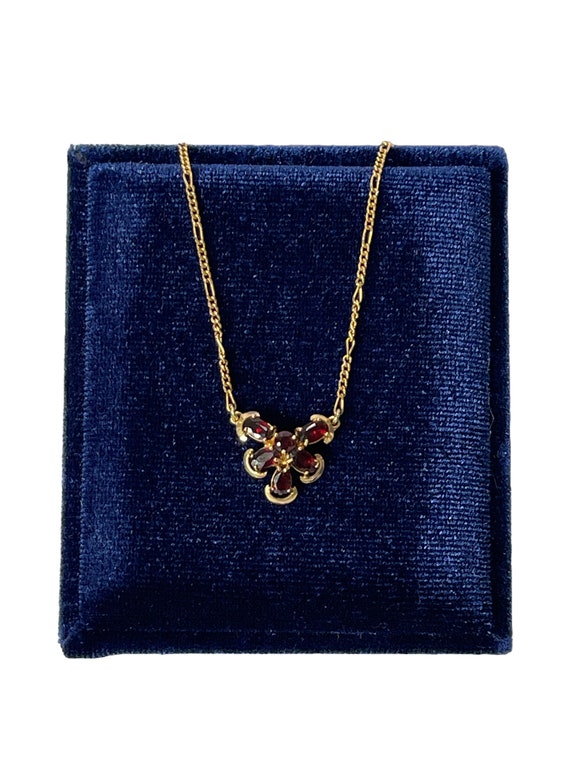 Genuine Garnet Gemstone Butterfly Necklace - 14k Y