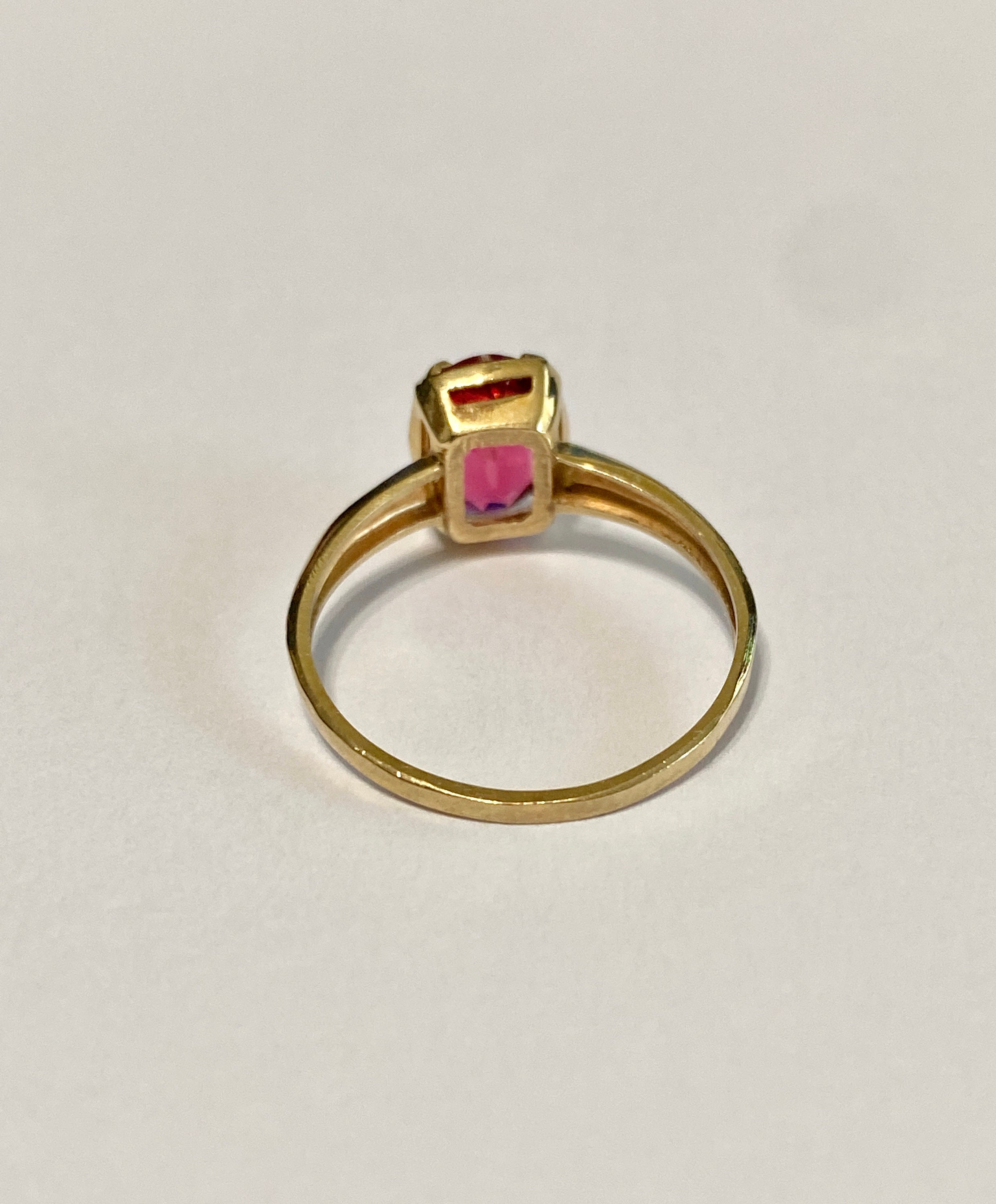 Pink Glass Ring Vintage 10k Yellow Gold Oval Faceted Stone Etsy