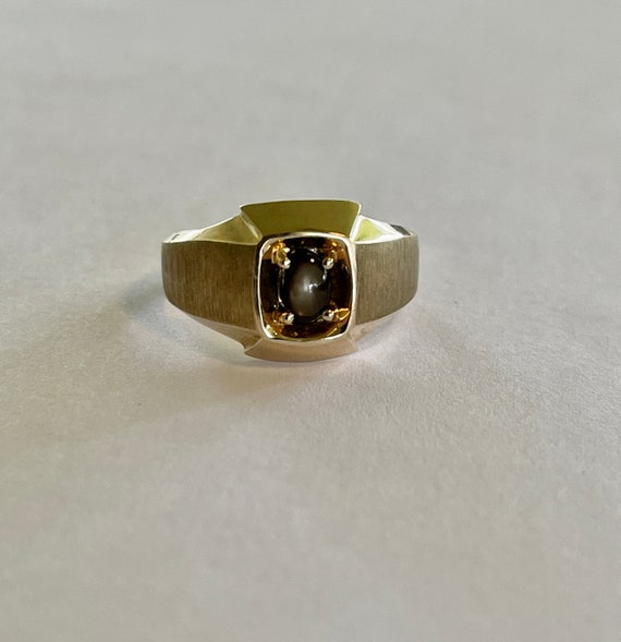 Genuine Black Star Sapphire Ring - Vintage 10k Bru