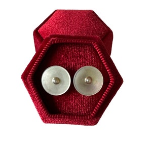 Art Deco Mother of Pearl Earrings: 14k Gold Seed Pearl Cufflink Conversion