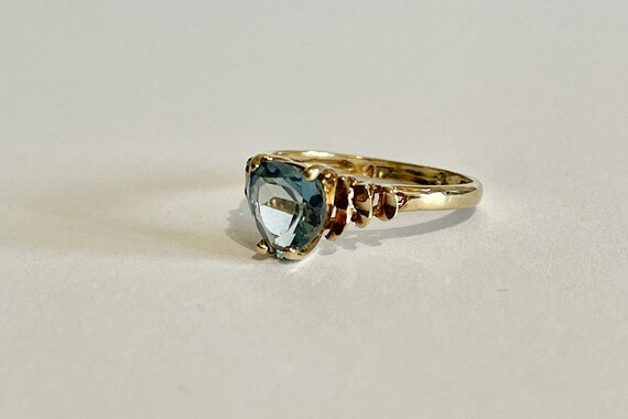 Blue Topaz  Ring -14k yellow Gold 1.71 CT Heart G… - image 4