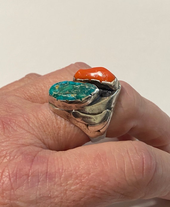 Vintage 900 Silver turquoise ring ,Southwest ring… - image 5