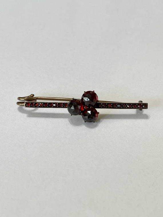 Victorian Garnet trefoil Pin Bar- 2.66 ctw Genuin… - image 4