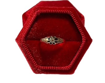 Edwardian 14k Gold Belcher Ring: Antique .17 ct Diamond, Size 5 1/2