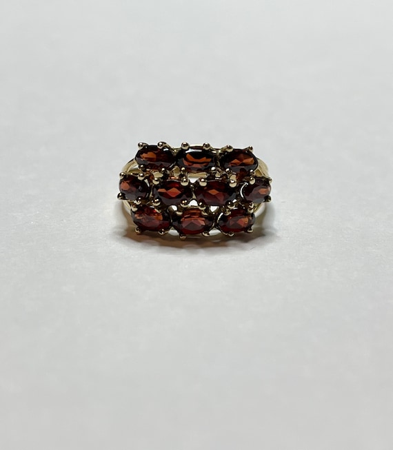 Vintage 10k Yellow gold Natural Garnet Detailed C… - image 1