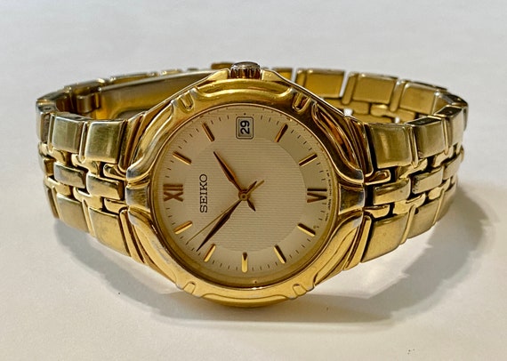 Seiko Mens Dress Watch 7N42-6C10 Vintage Mens Gold Tone | Etsy