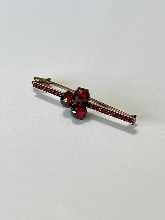 Victorian Garnet trefoil Pin Bar- 2.66 ctw Genuin… - image 6