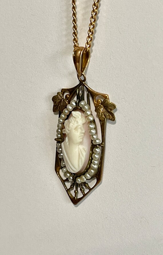 Antique Ostby Barton Cameo Necklace - Edwardian 1… - image 6