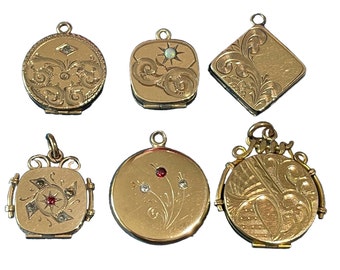 Antique Victorian thru Edwardian Gold Filled SKM & Co. FOB Locket Pendants -Fine Pocket Watch Accessories- Locket Pendants