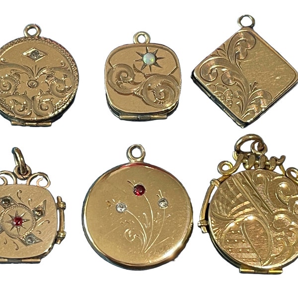 Antique Victorian thru Edwardian Gold Filled SKM & Co. FOB Locket Pendants -Fine Pocket Watch Accessories- Locket Pendants