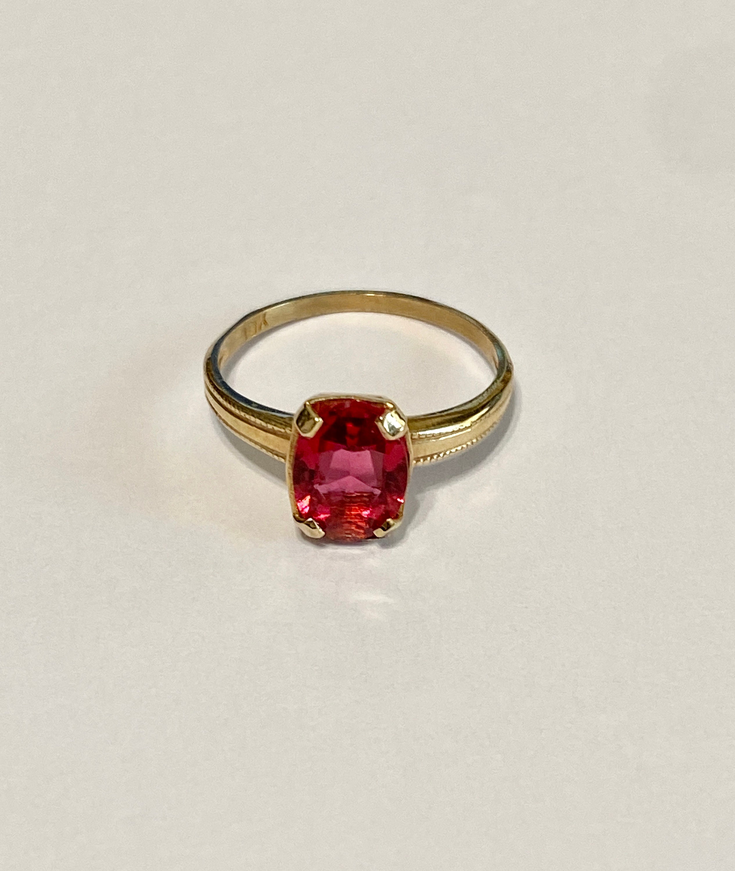 Pink Glass Ring Vintage 10k Yellow Gold Oval Faceted Stone Etsy