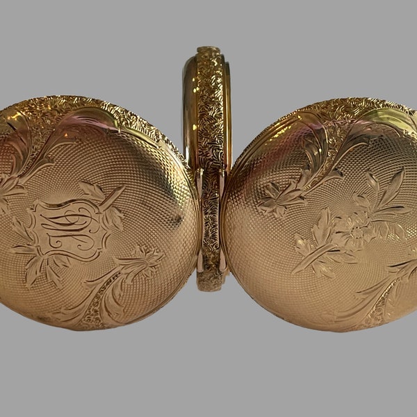 Elgin Ladies Pocket Watch 0s/15j- Victorian Era 14k Gold Floral Etched Case- Fine Antique Pocket Watch