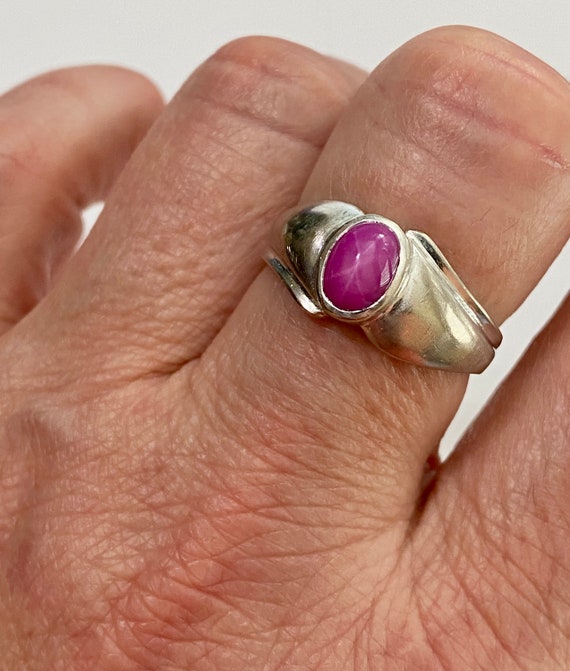 Men s Created Star Ruby Ring Danson 10k White Gold Gem