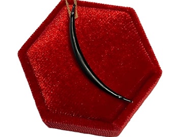 Victorian Black Enamel Crescent Moon Pendant: 10k Gold Celestial Necklace