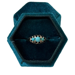 Edwardian Sleeping Beauty Turquoise Ring - 10k Yellow Gold - Size 6.5