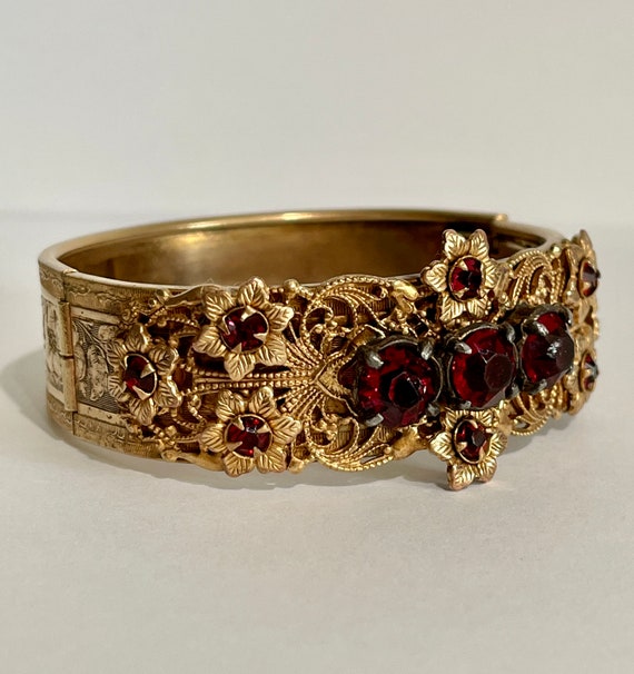 Victorian Red Paste Bracelet, Antique Simulated Garne… - Gem