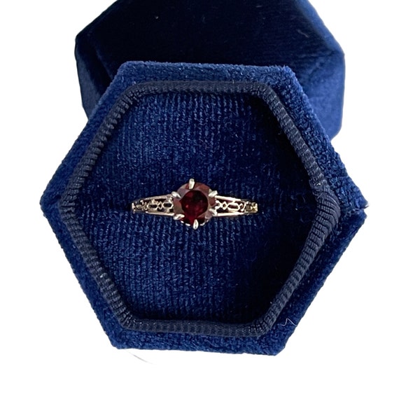 Genuine Garnet Ring - 10k Rosey/White Gold Red .84