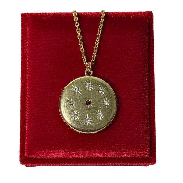 Edwardian Starburst Locket Necklace: 14k Gold Filled Keepsake Jewelry