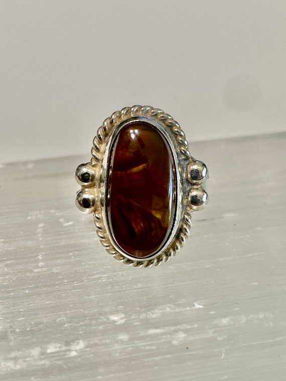 Mexican Fire Agate Ring set in Sterling Silver - F