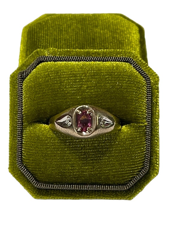 Ruby & Diamond Ring - Vintage 10k Yellow Gold .65… - image 1