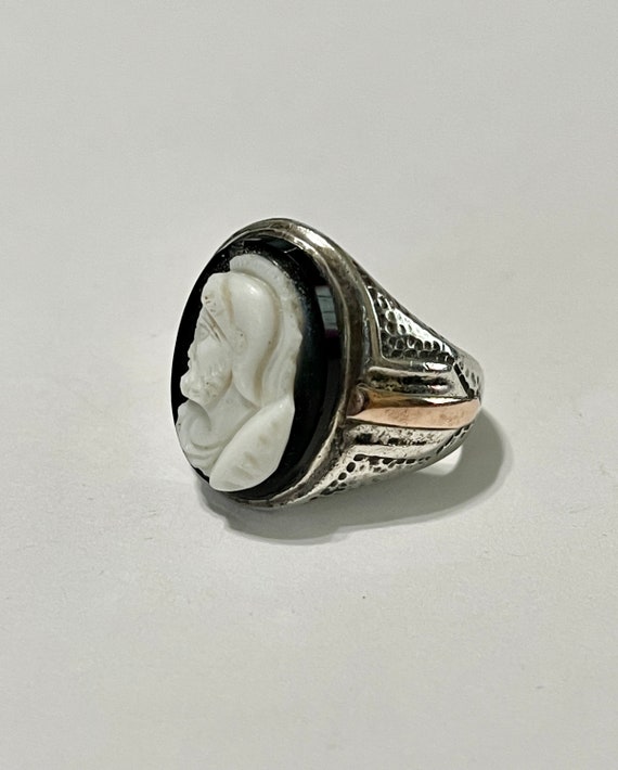 Cameo Ring - Vintage Sterling Solver & 10k Rosy G… - image 4