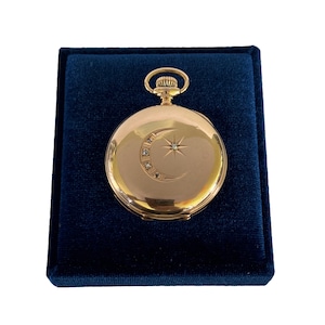 American Waltham 6s 7j Pocket Watch- Victorian  Era 14k Gold Diamond Celestial Design JMWC Watch Co. Case - Fine Antique Jewelry