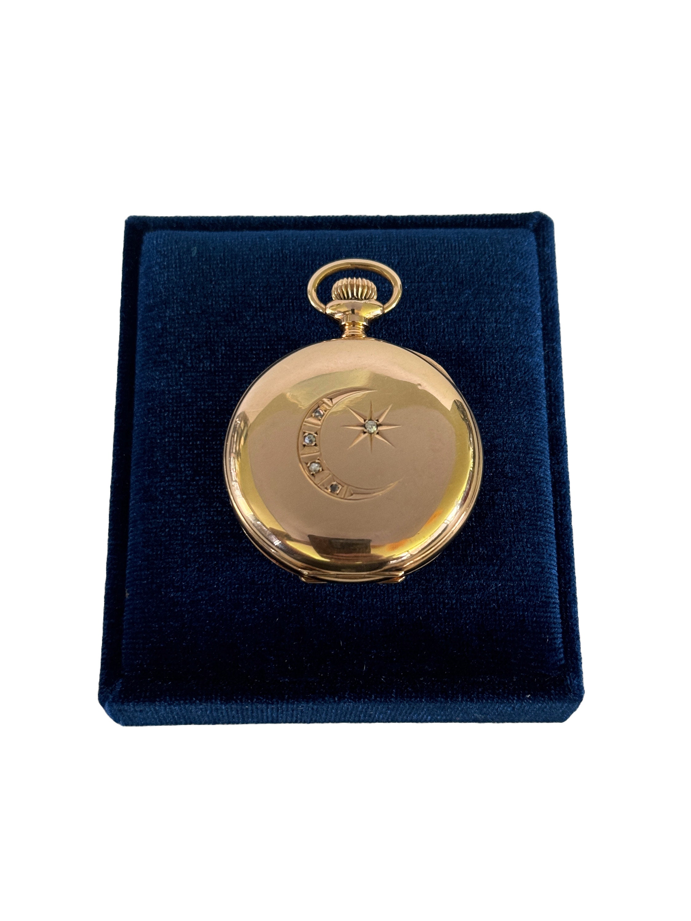 Victorian 14k Gold Diamond Pocket Watch: American Waltham
