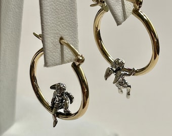 Orecchini A Bottone Sole Lucido Da 3/8" In Vero Oro Giallo 14K 0,7 Gr - Italia - Foto 11