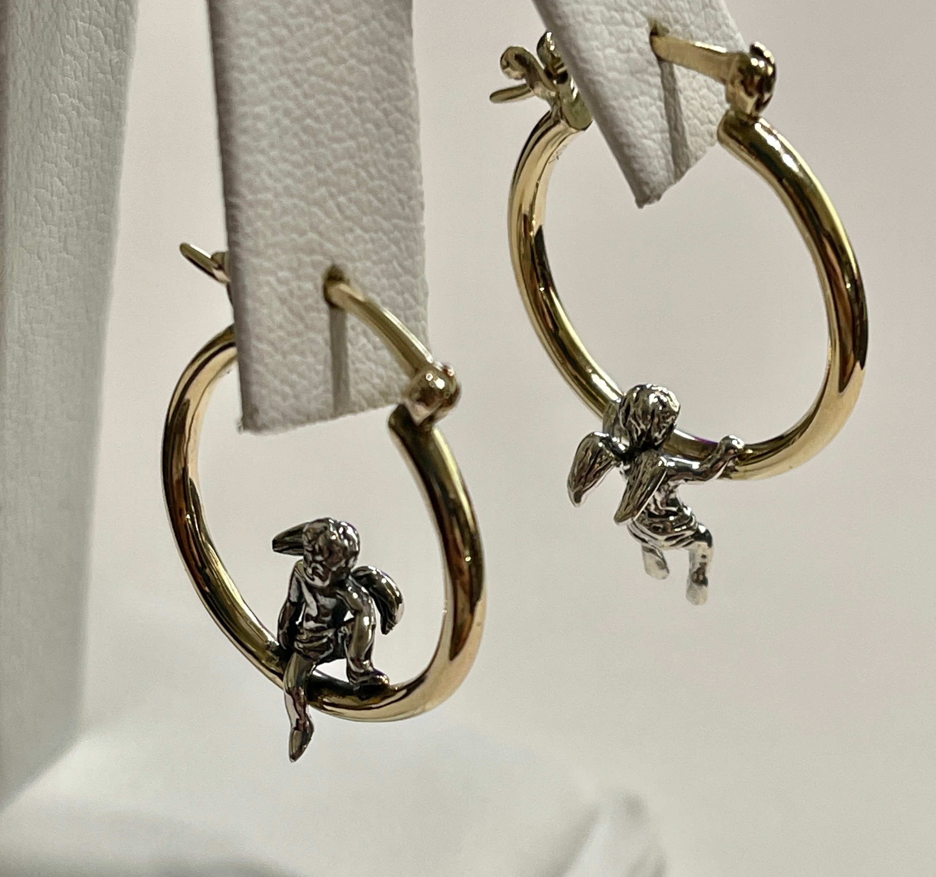 Angel Cherub Hoop Earrings: 10k Gold & Sterling Silver/all Sterling Silver  - Etsy