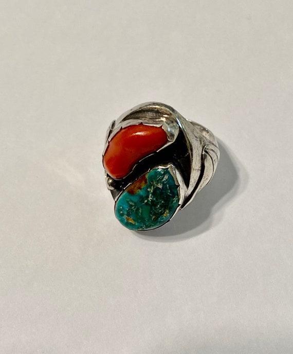 Vintage 900 Silver turquoise ring ,Southwest ring… - image 6