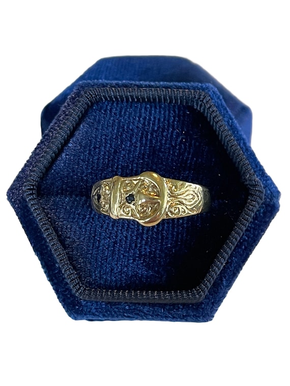 Vintage Sapphire Buckle Band - Victorian Style 9k 