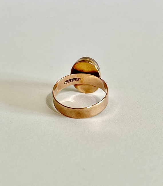 Antique Cameo Ring - Victorian 14k Rose Gold Genu… - image 9