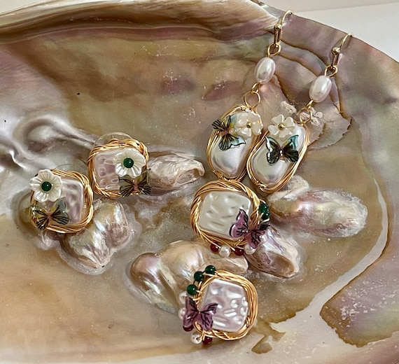 Pearl butterfly sales earrings
