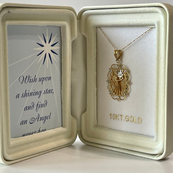 Guardian Angel Pendant - 10k Yellow & White Gold Michael Anthony Necklace In Original Box
