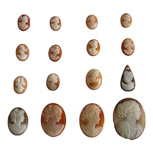 Victorian Era to 1900&#39;s Carved Shell Cameo Gem. Natural Gemstones Findings Jewelry Making Supply Stones Choose Variety